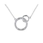 1/10 Ct. T.w. Diamond Sterling Silver Double Circle Pendant Necklace