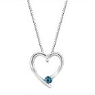 Genuine Swiss Blue Topaz Sterling Silver Heart Pendant Necklace