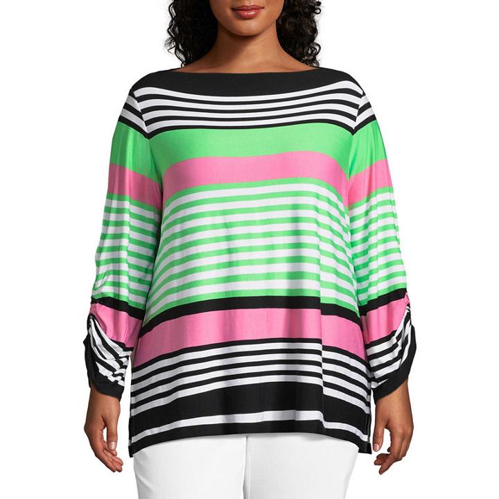 Lark Lane Island Hopping Stripe Top- Plus