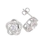 Sparkle Allure&trade; Pure Silver-plated Cubic Zirconia Floral Earrings