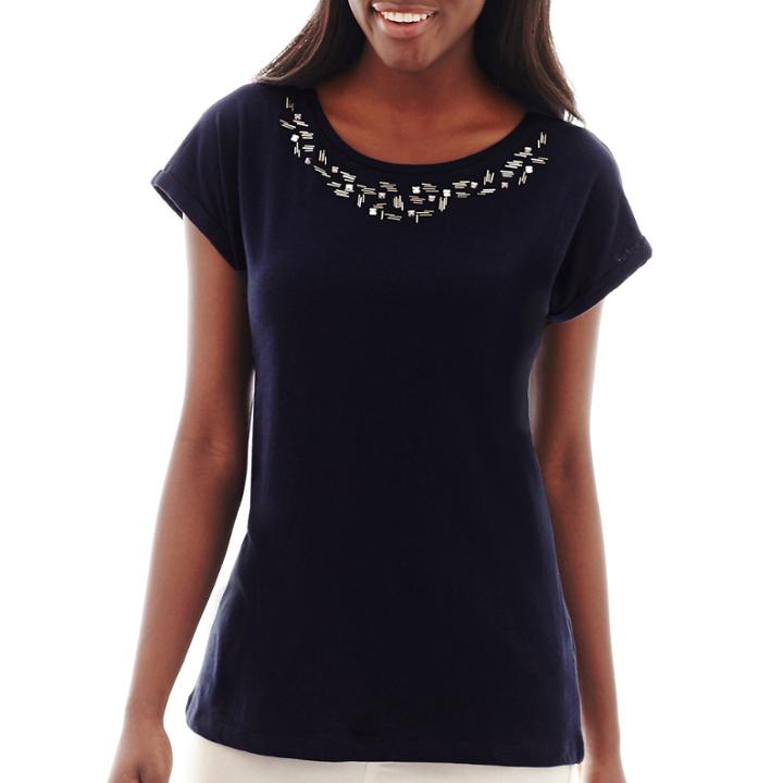 Stylus&trade; Short-sleeve Embellished Novelty T-shirt
