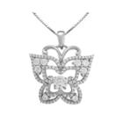 Love In Motion&trade; Lab-created White Sapphire Butterfly Pendant Necklace