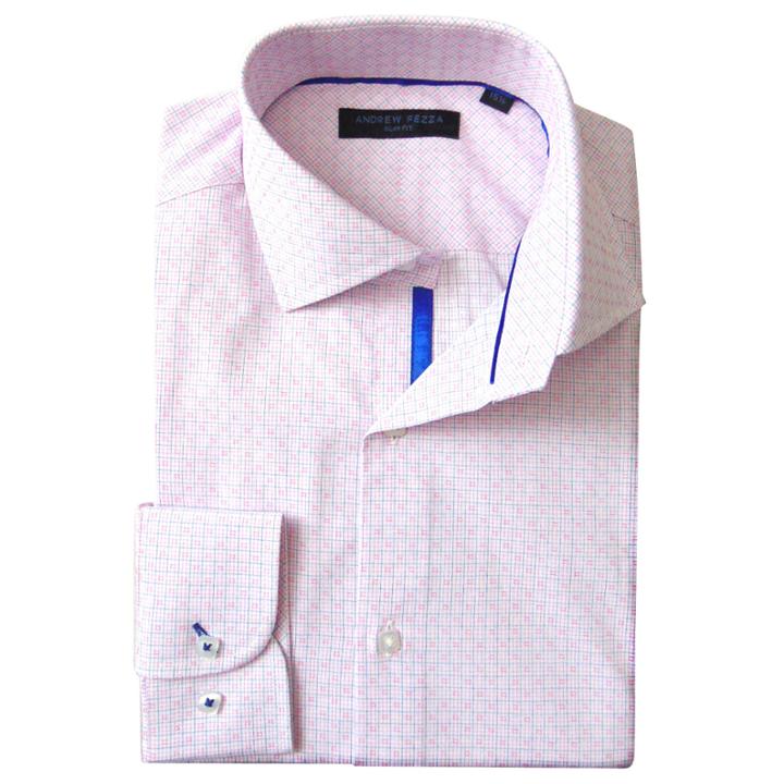 Andrew Fezza Long Sleeve Woven Checked Dress Shirt - Slim