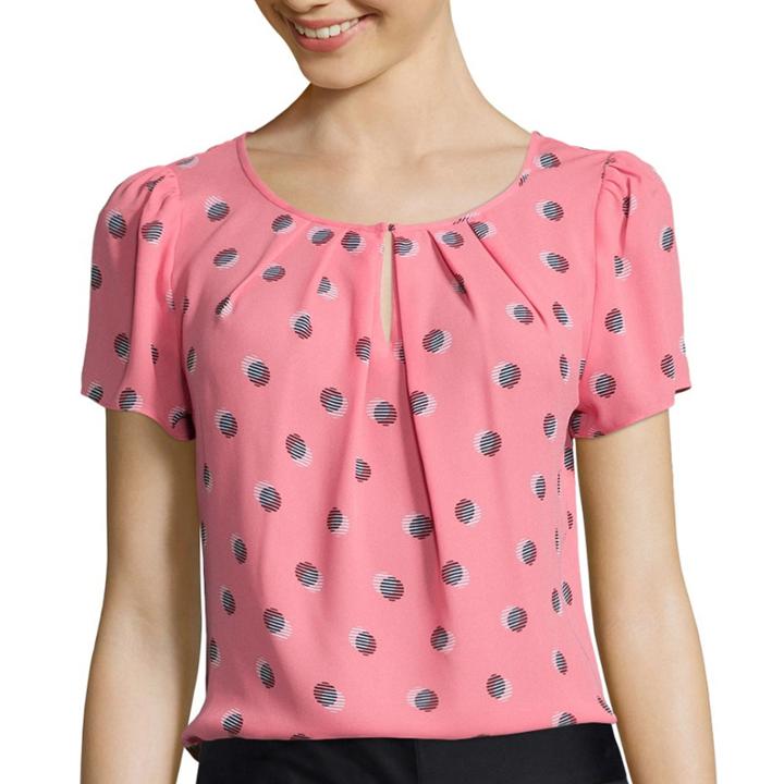 Worthington Short-sleeve Keyhole Blouse - Tall