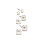 Silver Treasures White Cultured Pearl Earring Sets