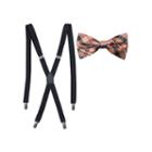 Jf J. Ferrar Fashion Plaid Bow Tie And Suspender Set