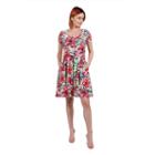 24seven Comfort Apparel Ellie Black And Red Multicolor Empire Waist Mini Dress - Plus