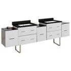88.5-in. W Floor Mount White Vanity Set For 3h8-in. Drilling Black Galaxy Top White Um Sink