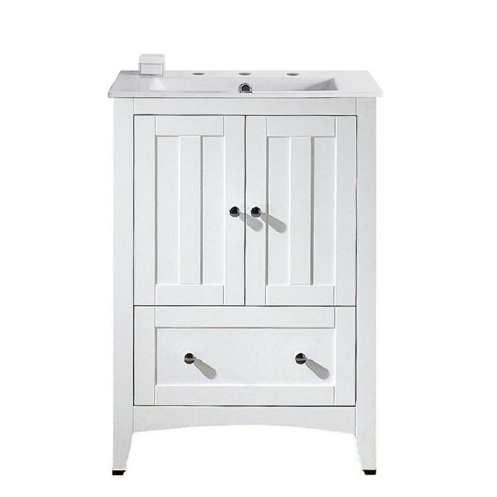 23.5-in. W Floor Mount White Vanity Set For 3h8-in. Drilling