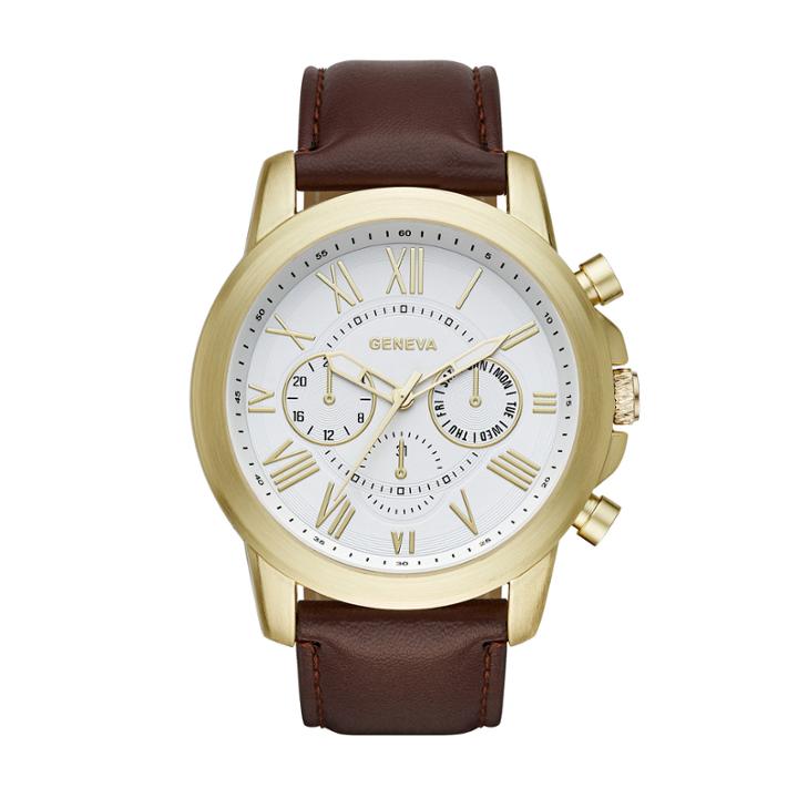 Geneva Mens Brown Strap Watch-fmdjm570