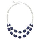 Liz Claiborne Blue Stone Silver-tone 2-row Necklace