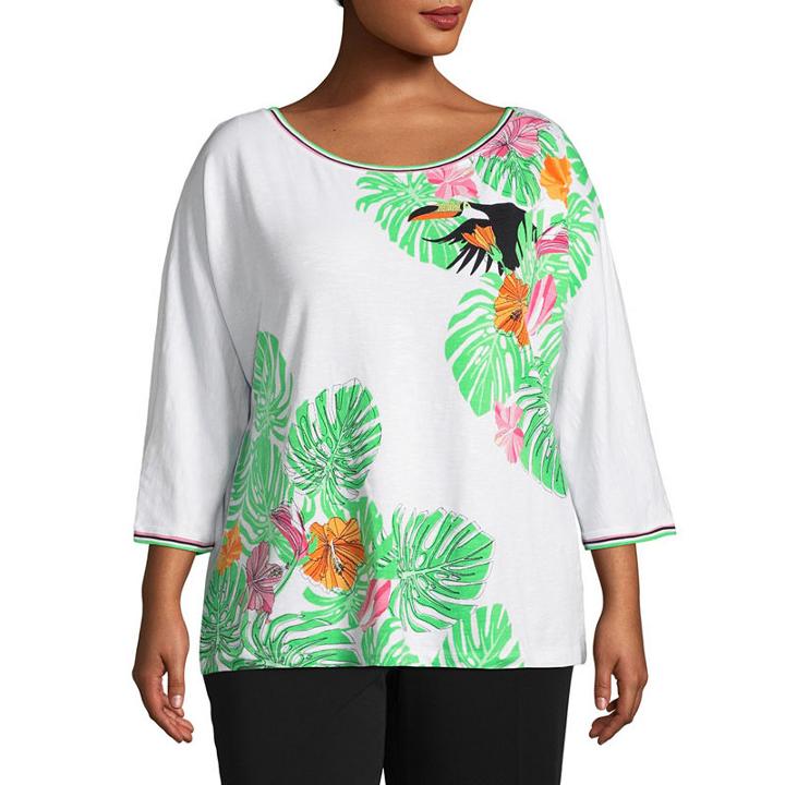 Lark Lane Island Hopping Toucan Print Top- Plus