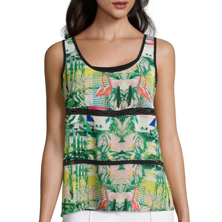 Nicole By Nicole Miller Sleeveless Mesh-insert Top