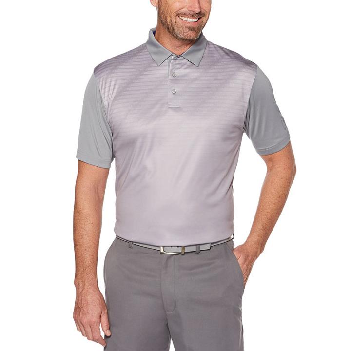 Pga Tour Easy Care Short Sleeve Geo Linear Polo Shirt