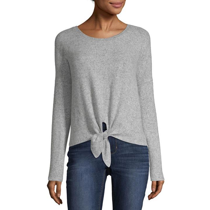 Arizona Long Sleeve Knit Blouse-juniors