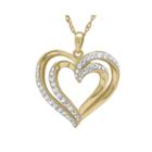 Crystal-accent 14k Gold Over Sterling Silver Double Heart Pendant Necklace