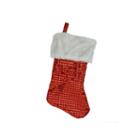 18 Red And White Faux-fur Cuffed Disco Sequined Christmas Stocking