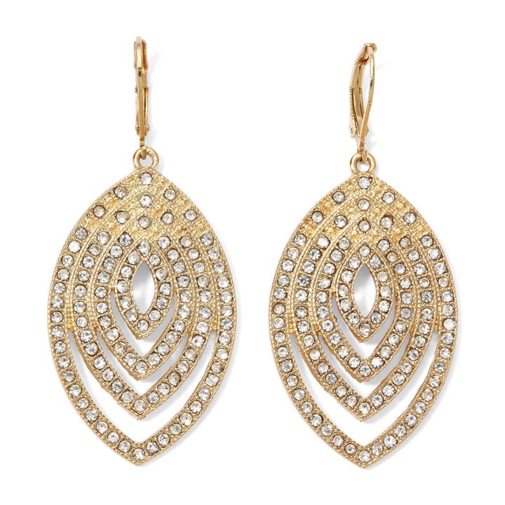 Monet Crystal And Gold-tone Earrings