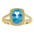 Womens 10k Gold Genuine Blue Topaz & 1/5 Ct. T.w. Diamond Cocktail Ring