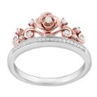 Enchanted Disney Fine Jewelry Womens 1/6 Ct. T.w. Genuine White Diamond Sterling Silver Cocktail Ring