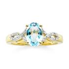 Genuine Blue Topaz And Diamond-accent 10k Yellow Gold Over Sterling Silver Ring