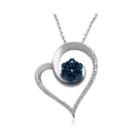 1/10 Ct. T.w. White And Color-enhanced Blue Diamond Heart Pendant Necklace