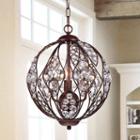 Drusia Rustic-finished Iron And Crystal 13-inch Globe Pendant Light