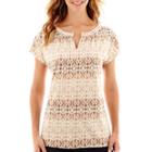 St. John's Bay Short-sleeve Ikat Print Top