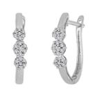 Diamond Blossom 1/10 Ct. T.w. Diamond 10k White Gold Cluster Hoop Earrings