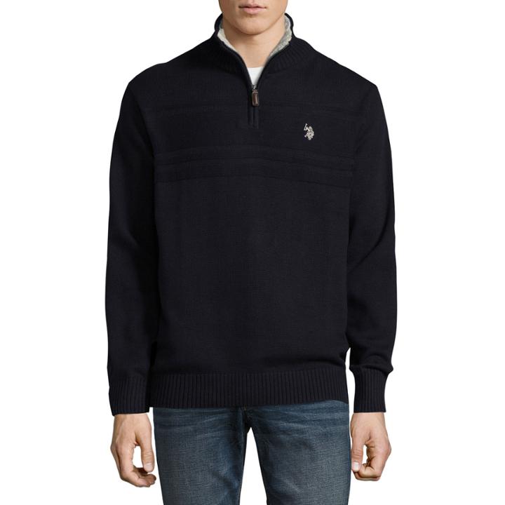 U.s. Polo Assn. Mock Neck Long Sleeve Sherpa Pullover Sweater