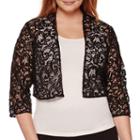 R & M Richards Long-sleeve Lace Sequin Shrug - Plus