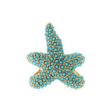 Kjl By Kenneth Jay Lane Gold-tone Aqua Stone Starfish Ring