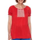 Sag Harbor American Dream Short-sleeve Embroidered-yoke Top