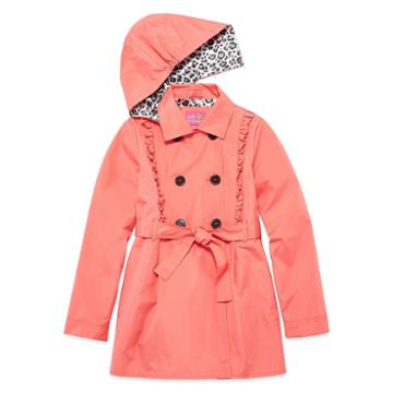 Pink Platinum Ruffle Trench Raincoat