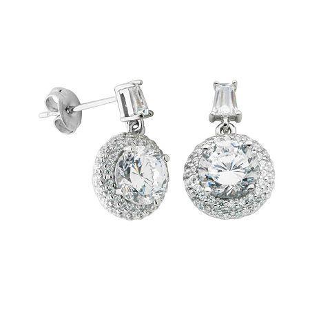 100 Facets By Diamonart Cubic Zirconia Pav Drop Earrings