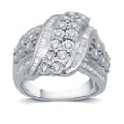 Womens 1 Ct. T.w. Genuine Diamond Sterling Silver Cocktail Ring