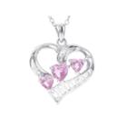 Womens Diamond Accent Pink Sapphire Sterling Silver Pendant Necklace