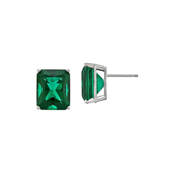 Lab-created Green Helenite Stud Earrings