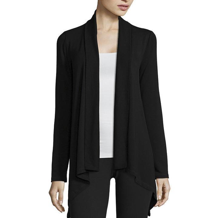 Liz Claiborne Long Sleeve Sharkbite Hem Cardigan - Tall