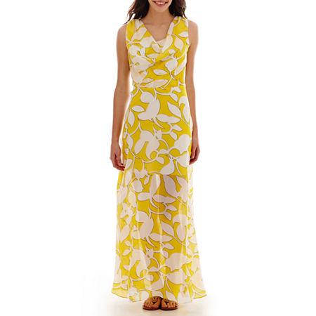Bisou Bisou Sleeveless Drape-neck Blouson Maxi Dress