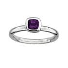 Personally Stackable Cushion-cut Genuine Amethyst Sterling Silver Ring