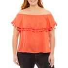 A.n.a Short Sleeve Off The Shoulder Woven Blouse-plus