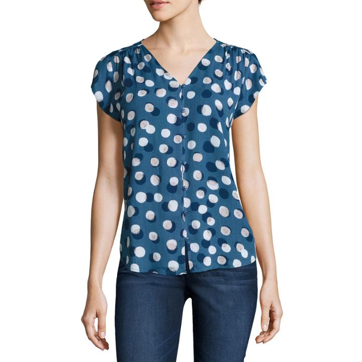 Liz Claiborne Short Sleeve Button-front Shirt