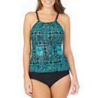 St. John's Bay Batik Patch High Neck Tankini Swimsuit Top