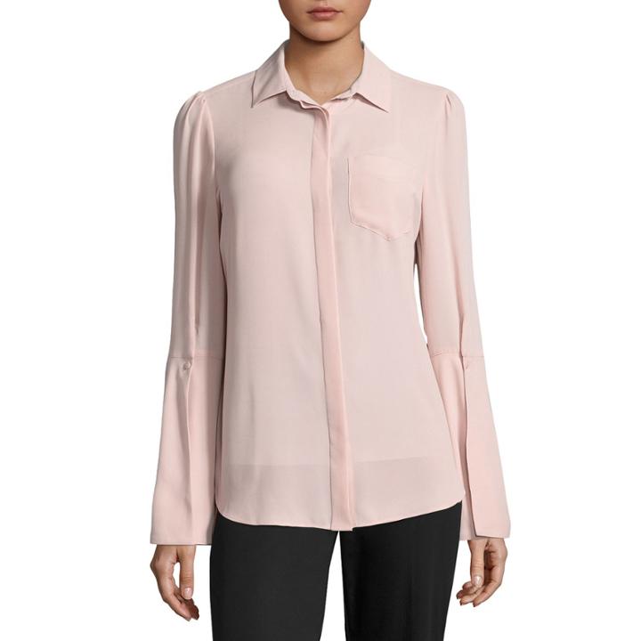 Worthington Bell Sleeve Button Front Blouse