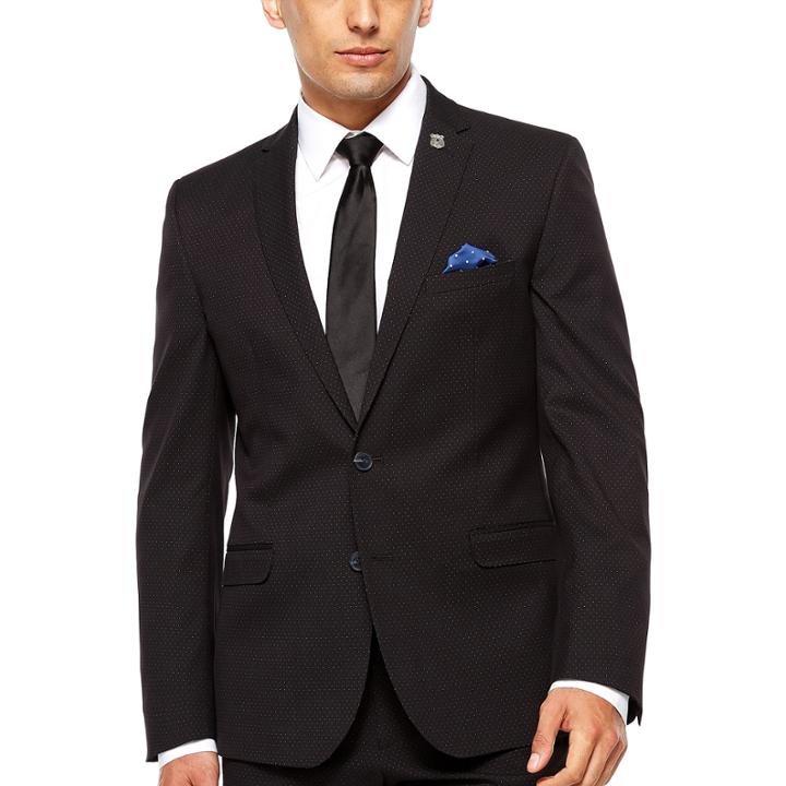 Nick Graham Black Pin Dot Suit Jacket-slim