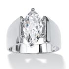 Diamonart Womens 2 Ct. T.w. Marquise White Cubic Zirconia Sterling Silver Engagement Ring