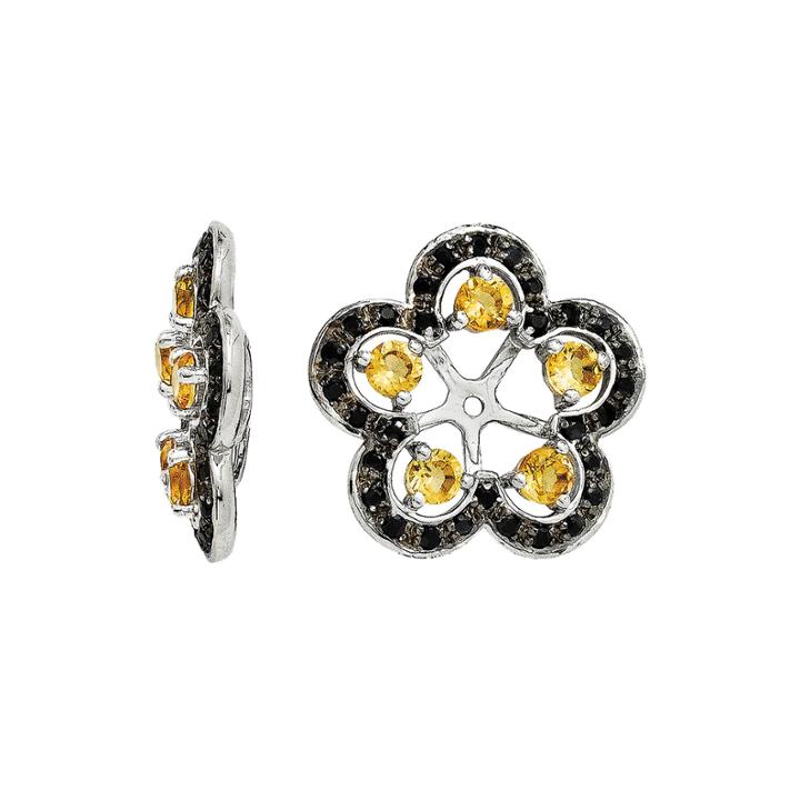 Yellow Citrine And Genuine Black Sapphire Earring Jackets