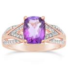 Womens Genuine Amethyst Purple 14k Gold Over Silver Oval Cocktail Ring
