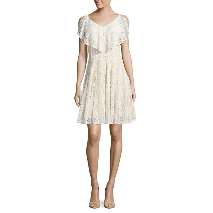 Danny & Nicole Sleeveless Lace Fit & Flare Dress-petite